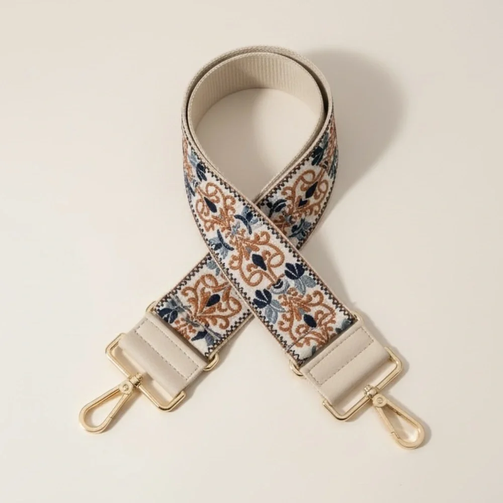 Embroidered Adjustable Shoulder Strap – 1.97” Boho Chic Crossbody Strap